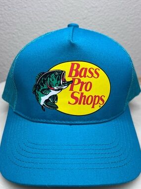 Bass Pro Shops Blue Trucker Hat with Yellow Logo